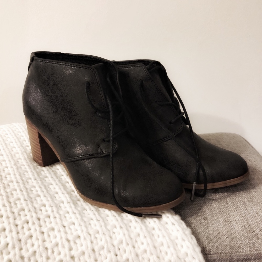 Black Toms Booties with Laces